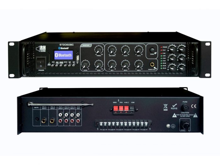 RH SOUND Wzmacniacz 100V ST-2060BC+FM+BT 9
