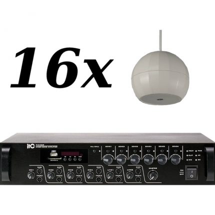 ITC – 16x T-200DW + TI-2406S – wielostrefowe nagłośnienie do 300 m2 2