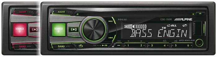 RADIO SAM.ALPINE CD CDE-192R CD+USB+iPOD GREEN/RED 10