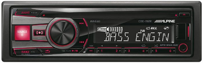 RADIO SAM.ALPINE CD CDE-192R CD+USB+iPOD GREEN/RED 12
