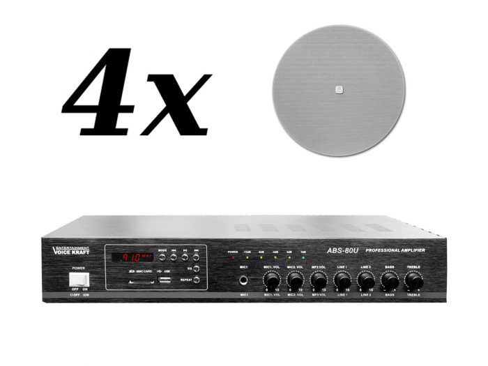 APART CMX20DT + VOICE KRAFT ABS-80U – zestaw nagłośnienia sufitowego dla powierzchni do 60m<sup>2</sup> 8