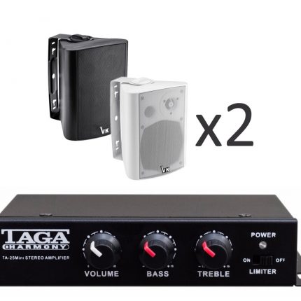 TAGA Harmony TA-25MINI + Voice Kraft DS-502 x2 – Nagłośnienie naścienne do 30m2