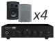 Monacor SA-100 + TAGA Harmony TOS-415 V.2 x4 - Nagłośnienie naścienne do 60m2