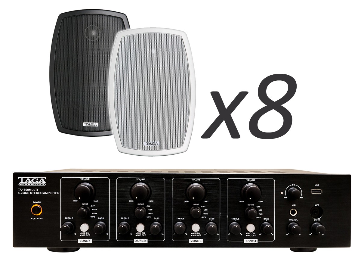 tos-515 + ta-600 TAGA Harmony TA-600MULTI + TOS-515 x8 - Nagłośnienie naścienne do 150m2 - obrazek 1