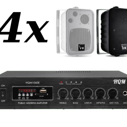 4x VOICE KRAFT VK-1050 + HQM 1060E – nagłośnienie naścienne do 60m2