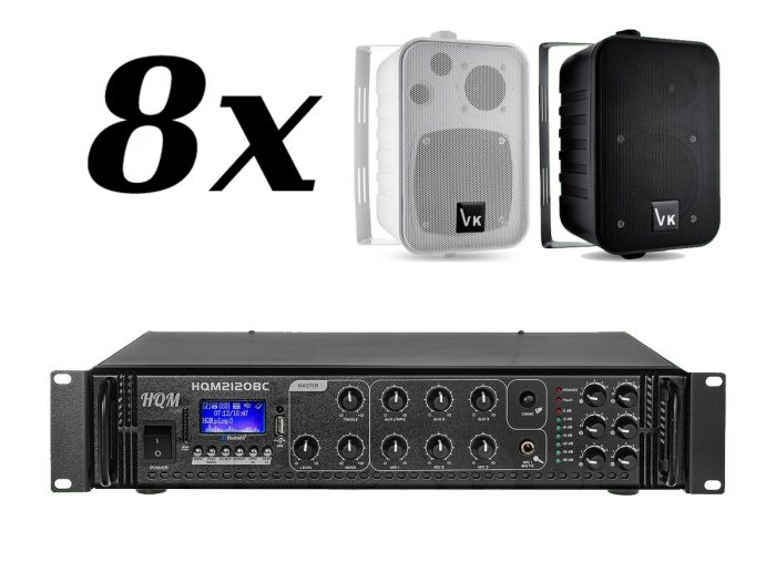 8x VOICE KRAFT VK-1050 + HQM 2120BC – nagłośnienie naścienne do 150m2 8