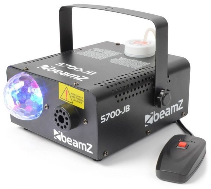 Nowoczesne urządzenie dyskotekowe łączące w sobie dwa produkty: wytwornicę dymu o mocy grzewczej 700W wraz z mini półkulą LED RGB.