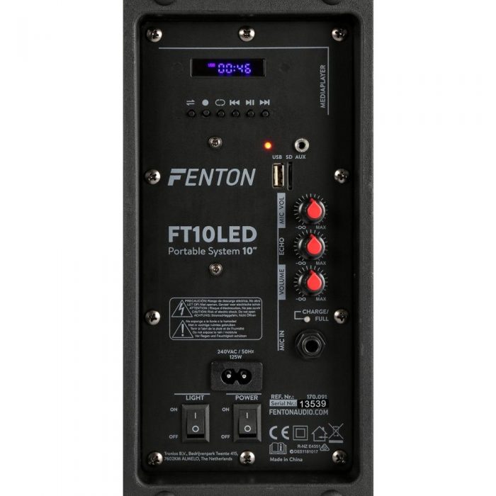FENTON – Kolumna mobilna z mikrofonem Fenton FT10LED 10 ” 450W bluetooth 14