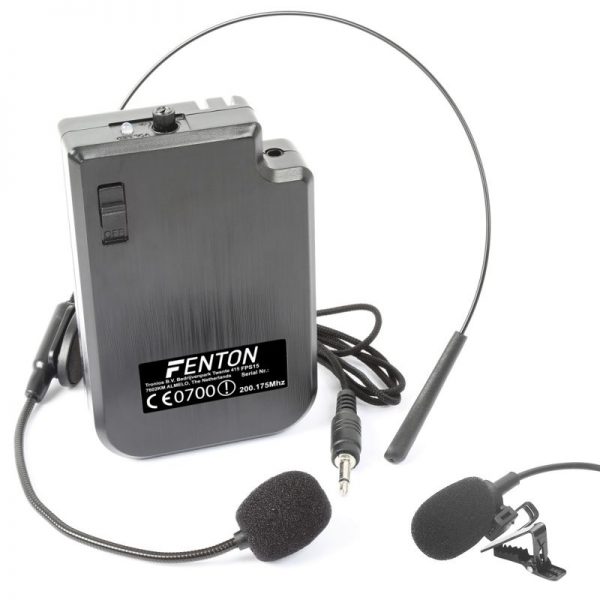 VHF Bodypack + mikrofon kołnierzykowy + mikrofon nagłowny 200.175Mhz
