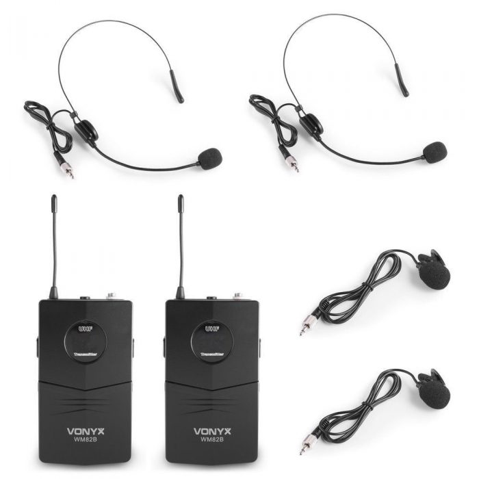 VONYX – Zestaw mikrofonów bezprzewodowych nagłownych UHF Vonyx WM82 12