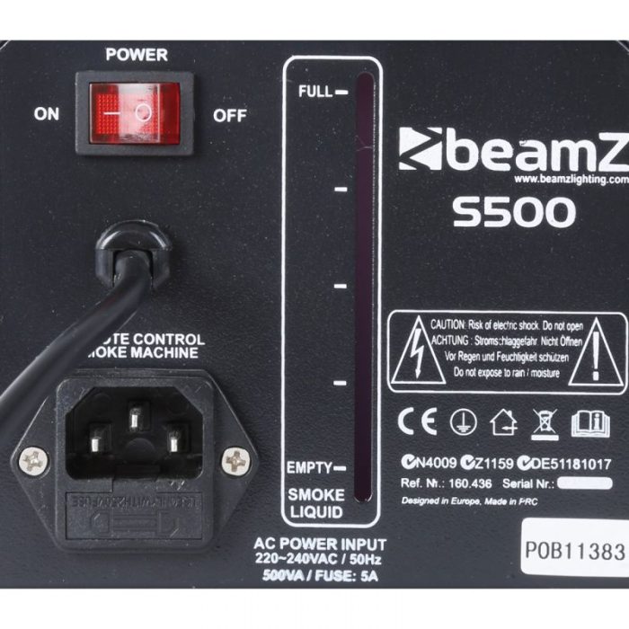 BeamZ – Wytwornica dymu 500W BeamZ S500 z płynem do dymu 250ml 12