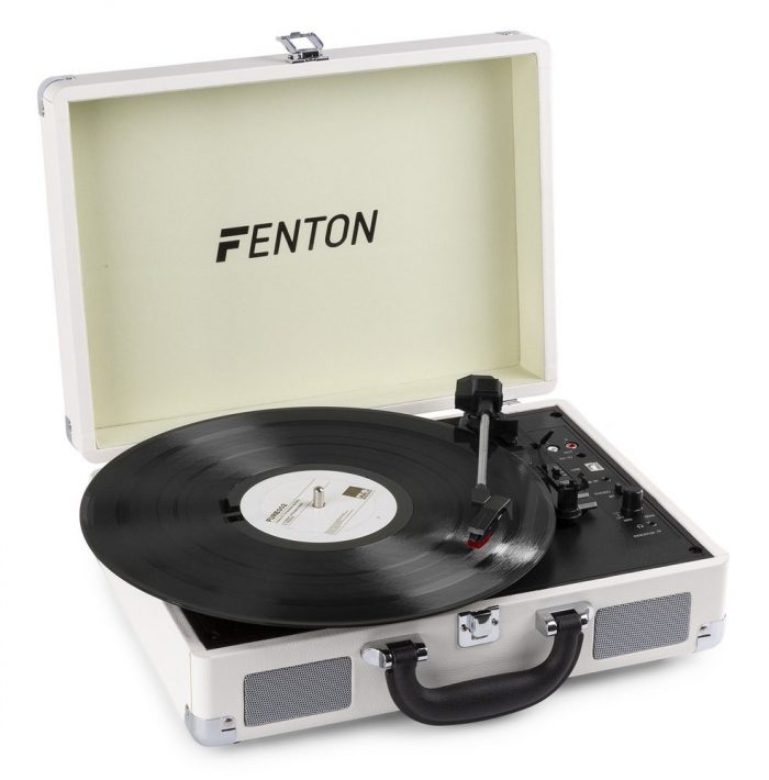 FENTON – Gramofon w walizce Fenton RP115D biały+ winyl 13