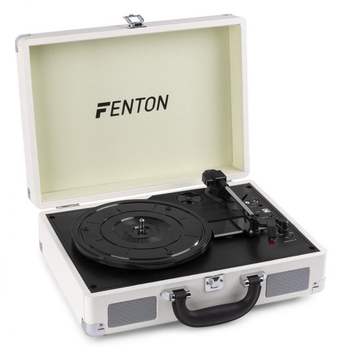 FENTON – Gramofon w walizce Fenton RP115D biały+ winyl 14