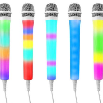 Mikrofon karaoke w kolorze białym z oświetleniem RGB