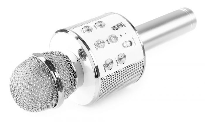 MAX – Mikrofon karaoke KM01 z wbudowanymi głośnikami BT/ MP3 srebrny 11