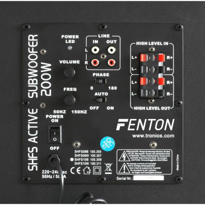 FENTON – Subwoofer aktywny Fenton SHFS08B 8″ 200W 12