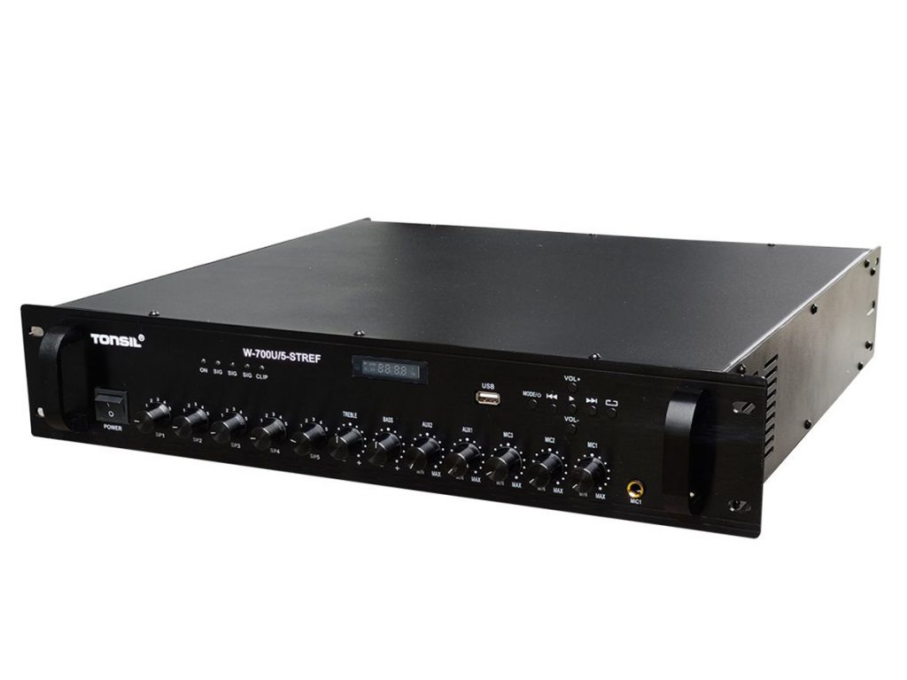 Tonsil W-700U - Wzmacniacz miksujący 5-strefowy 700W Odtw. MP3/USB/Bluetooth/FM