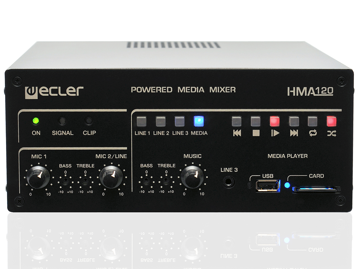 1 Ecler HMA120 - mikser audio ze wzmacniaczem MP3/SD/USB - obrazek 1
