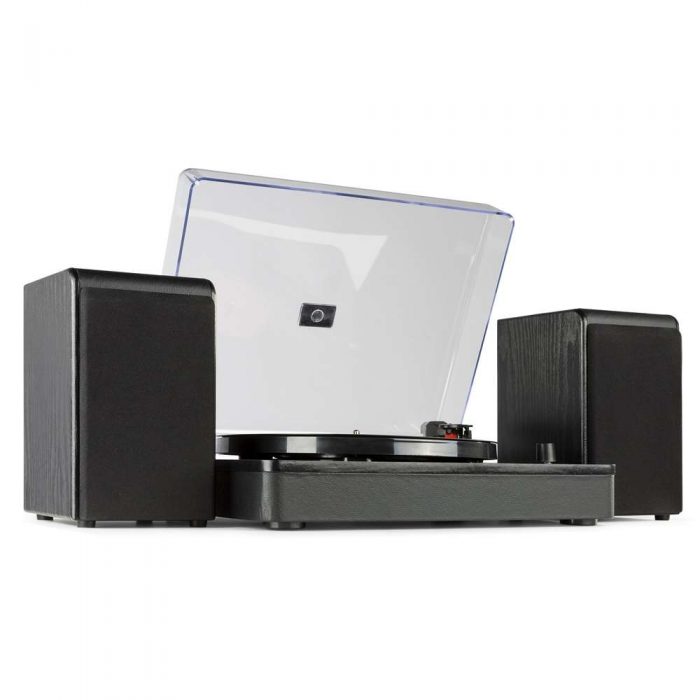 Audizio – Gramofon stereo Audizio RP330 z Bluetooth i głośnikami – 100W – Czarny+ winyl gratis 12