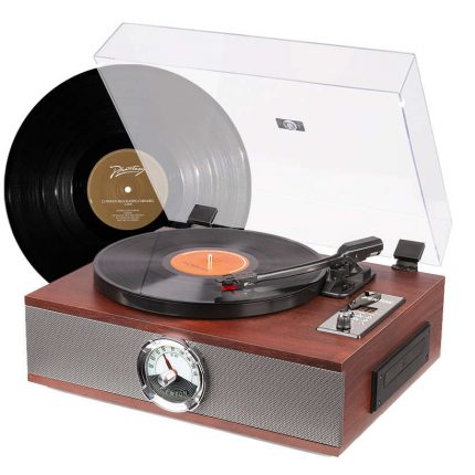 FENTON – Gramofon z głośnikami Vintage CD,FM,BT brązowy RP180  Fenton + winyl gratis