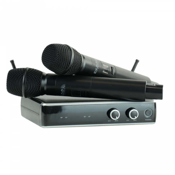 Ibiza Sound – Zestaw mikrofonów bezprzewodowych do ręki UHF+ odbiornik 863.9 & 864.9MHZ 13