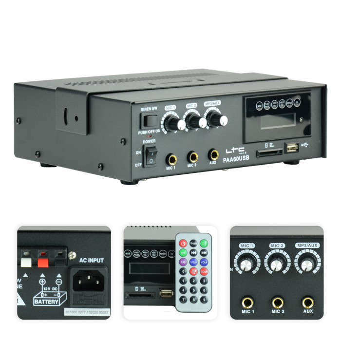 LTC-Audio – Wzmacniacz radiowęzłowy z odtwarzaczem PAA60USB 13