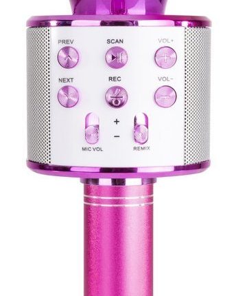 MAX – Mikrofon karaoke z głośnikami BT MP3 MAX KM01 różowy 3