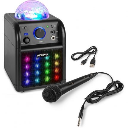 VONYX – Głośnik mobilny zestaw do karaoke czarny z efektrm  LED SBS50B 3
