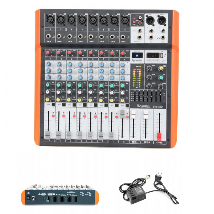 Ibiza Sound – Mikser muzyczny audio MX802 8-kanałowy z USB i BT Ibiza Sound 11