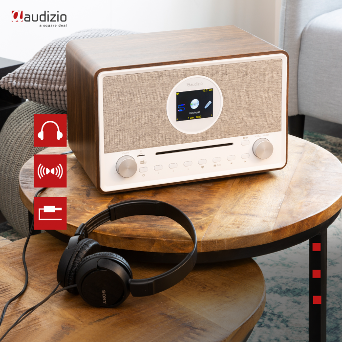 Audizio – Audizio Lucca stereofoniczne radio DAB z CD, radiem internetowym, BT, MP3 – brązowe 13