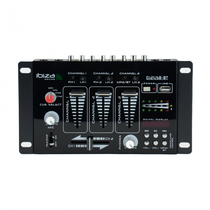 Ibiza Light – Mikser 7-wejściowy 4-kanałowy mikser Z USB I BT DJ21USB-BT 11