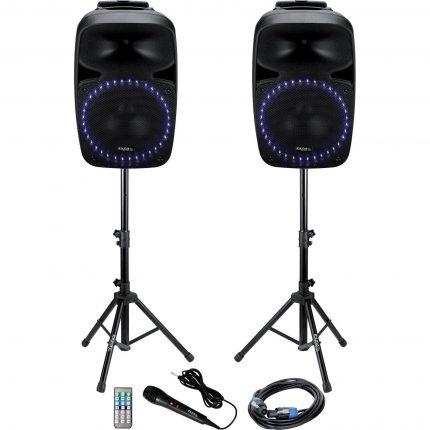 Ibiza Sound – Zestaw nagłośnieniowy USB/SD BT 2x 400W PKG12A-SET Ibiza Sound