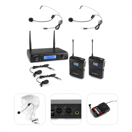 VONYX – Zestaw mikrofonowy bezprzewodowy 2x bodypack UHF Vonyx WM62B 3