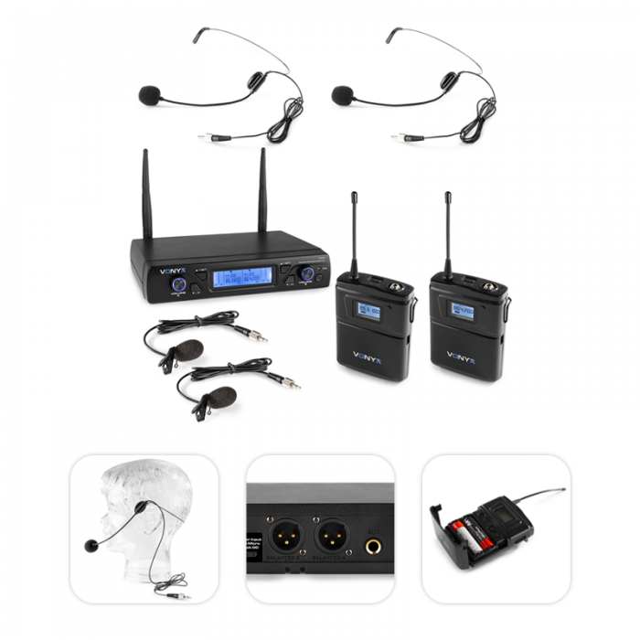 VONYX – Zestaw mikrofonowy bezprzewodowy 2x bodypack UHF Vonyx WM62B 9