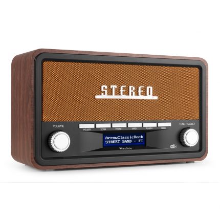 Audizio – Przenośne radio Audizio Foggia stereo z budzikiem DAB+ FM- 50W – brązowy