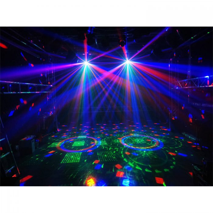 Ibiza Light – Efekt świetlny reflektor DMX 5W 1 z WASH, UV, LASER R+G, STROBO i ASTRO 9