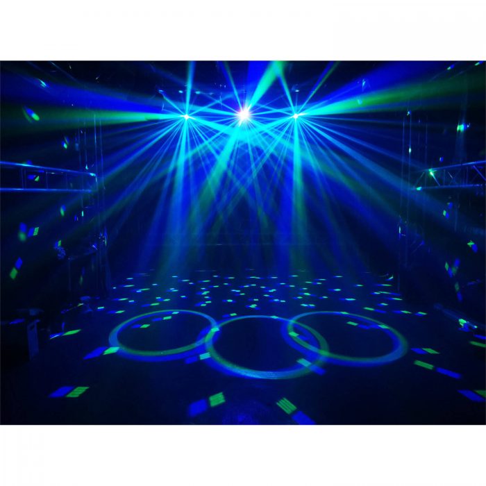 Ibiza Light – Efekt świetlny reflektor DMX 5W 1 z WASH, UV, LASER R+G, STROBO i ASTRO 12