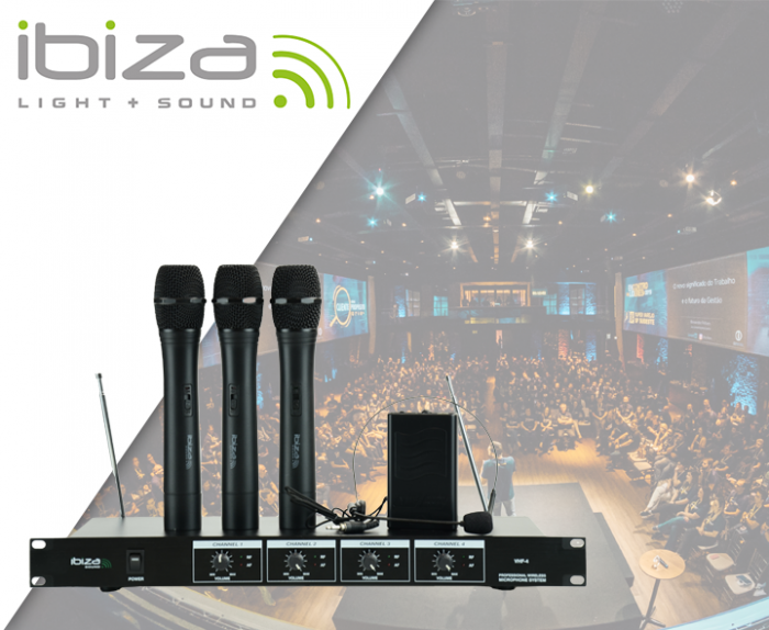 Ibiza Sound – Zestaw mikrofonów bezprzewodowych 4-kanałowy Ibiza VHF4 10