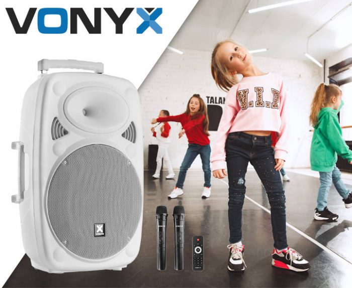 VONYX – Kolumna z mikrofonami/ nagłośnienie mobilne Verve46 15”Vonyx biały 10