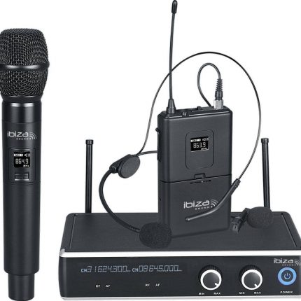 Ibiza Sound – DR20UHF-HB System mikrofonowy UHF z odbiornikiem, mikrofonem i nadajnikiem