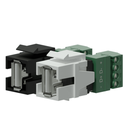 Procab VCK625/W Keystone adapter – USB 2.0 A – 4-pin terminal block White
