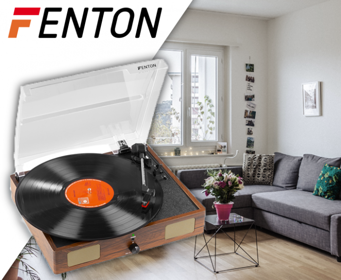 FENTON – Gramofon RP106W Fenton głośniki USB brązowy+ winyl gratis 10