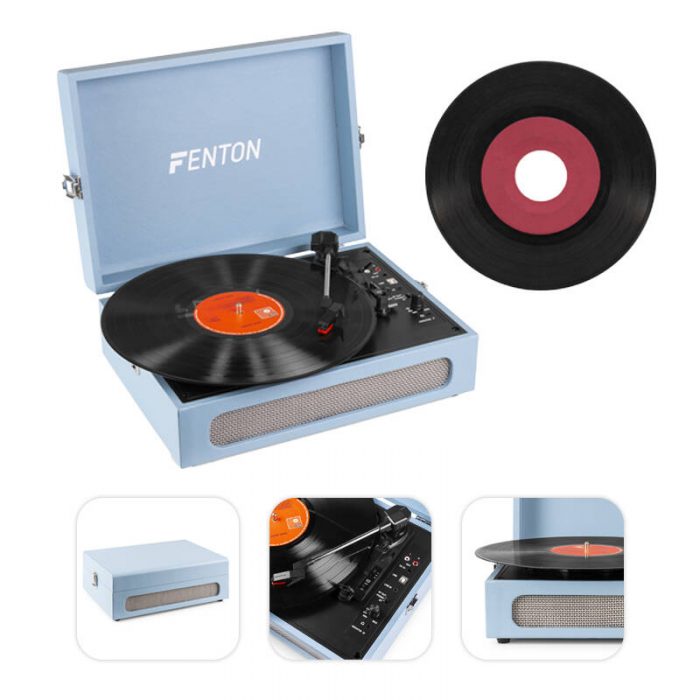 FENTON – Gramofon w walizce RP118E Fenton wejście/wyjście BT niebieski+ winyl gratis 9