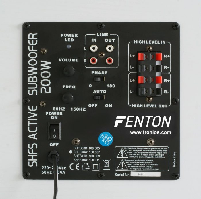 FENTON – Subwoofer aktywny 8″ 200W biały SHFS08W Fenton 12