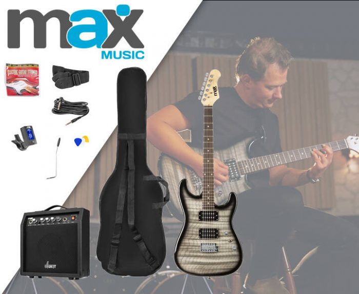 MAX – Zestaw: Gitara elektryczna GigKit Max czarna+ wzmacniacz akcesoria 9