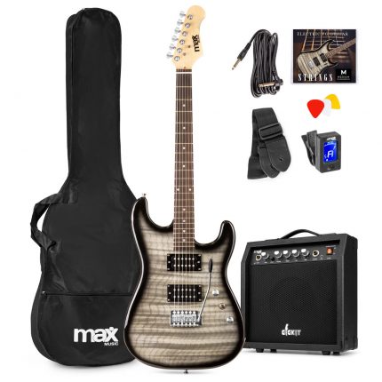 MAX – Zestaw: Gitara elektryczna GigKit Max czarna+ wzmacniacz akcesoria 84