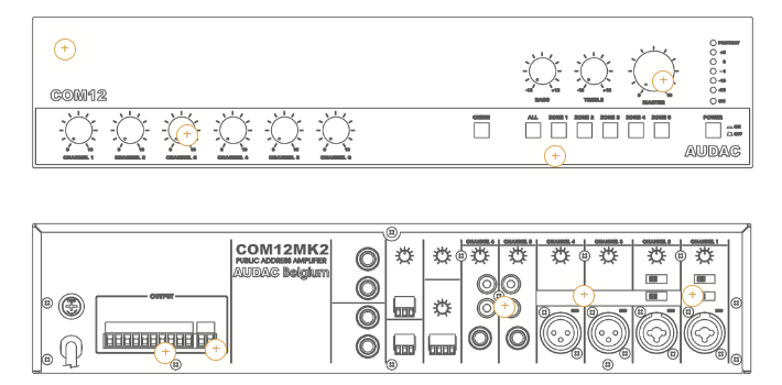 AUDAC COM12MK2 Wzmacniacz 120 W do systemów rozgłoszeniowych 100 V,