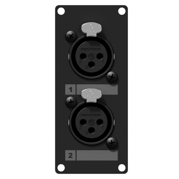 caymon-casy125-b-panel-casy-2-zenskie-zlacza-xlr-3-pinowe-zlacza-skrecane-wersja-czarna CAYMON CASY125/B Panel CASY 2 żeńskie złącza XLR – 3-pinowe złącza skręcane, wersja czarna - obrazek 1